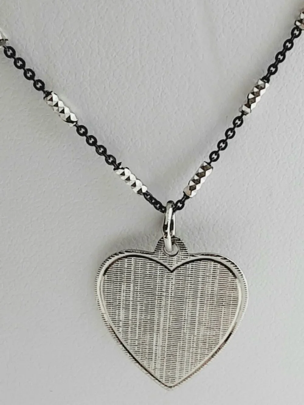 NEW 18 inch 925 silver oxidized fancy chain and textured heart pendant - Picture 8 of 11